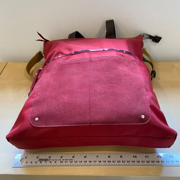 Red Mouflon Convertible Tote purse Bag With Adjustable Strap Faux Leather Handle - Picture 12 of 16